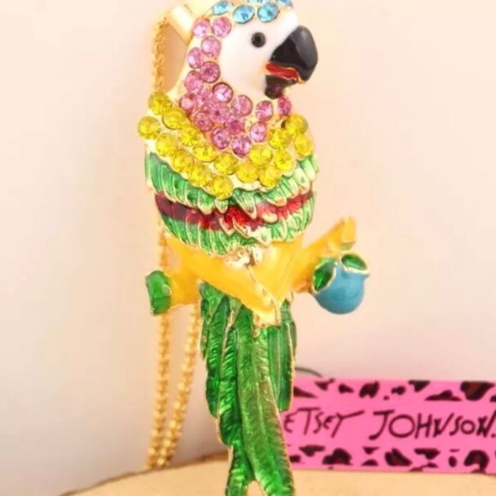 Betsey Johnson Rhinestone Parrot Necklace